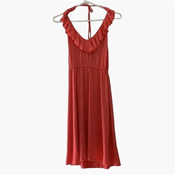 Express Women's Size Small Pink Ruffle Halter Dress New without Tags 60% Cotton, - Picture 3 of 6